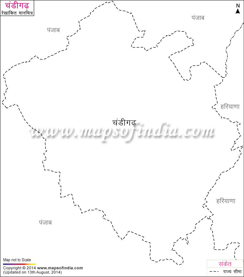 चंडीगढ़ का रेखांकित नक्शा